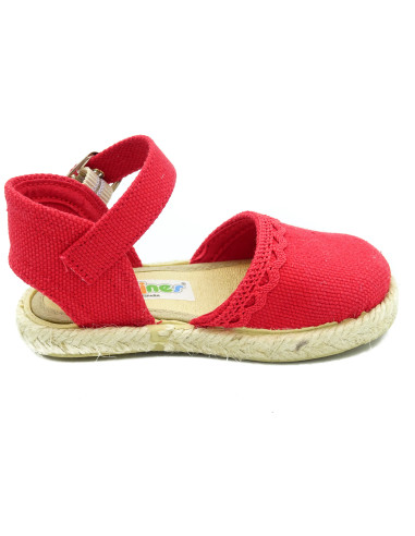 espartena de nina con puntilla para bebe y nina con hebilla