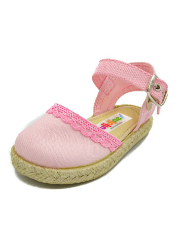 espartena de nina con puntilla para bebe y nina con hebilla