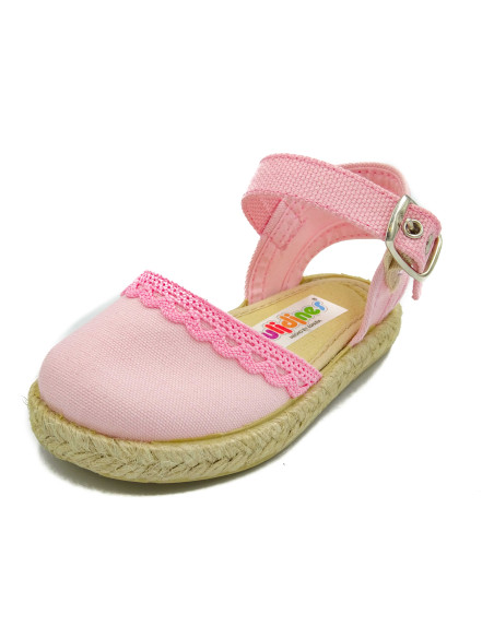 espartena de nina con puntilla para bebe y nina con hebilla