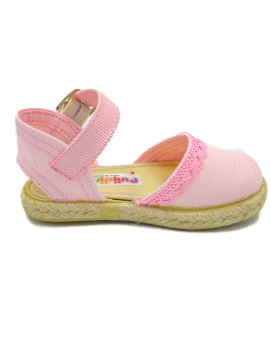espartena de nina con puntilla para bebe y nina con hebilla