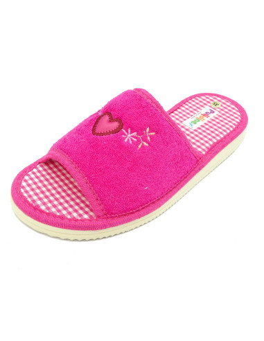 zapatilla de casa para mujer de toalla con planta de vichy y suela microporosa