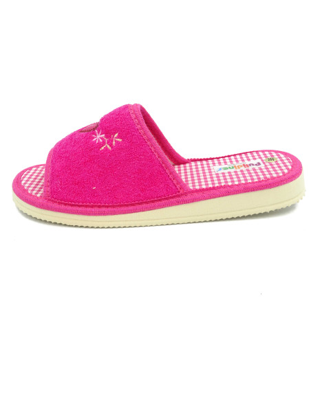 zapatilla de casa para mujer de toalla con planta de vichy y suela microporosa
