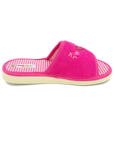 zapatilla de casa para mujer de toalla con planta de vichy y suela microporosa