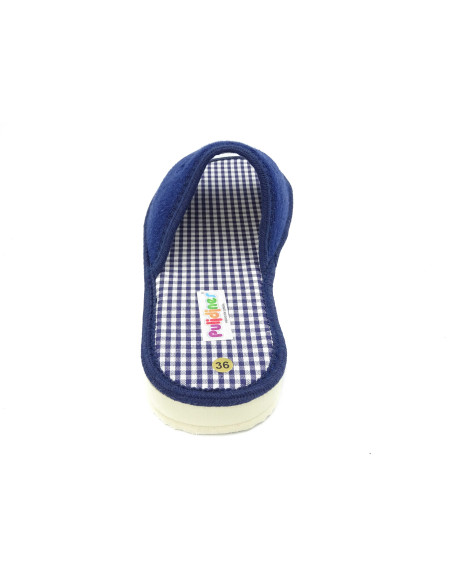 zapatilla de casa para mujer de toalla con planta de vichy y suela microporosa