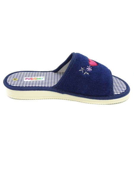 zapatilla de casa para mujer de toalla con planta de vichy y suela microporosa