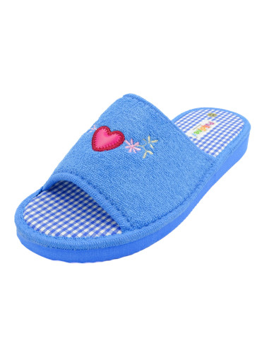 zapatilla de casa para mujer de toalla con planta de vichy y suela microporosa