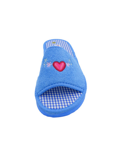 zapatilla de casa para mujer de toalla con planta de vichy y suela microporosa