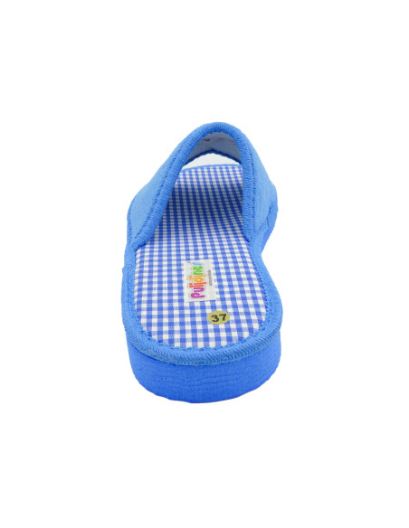 zapatilla de casa para mujer de toalla con planta de vichy y suela microporosa