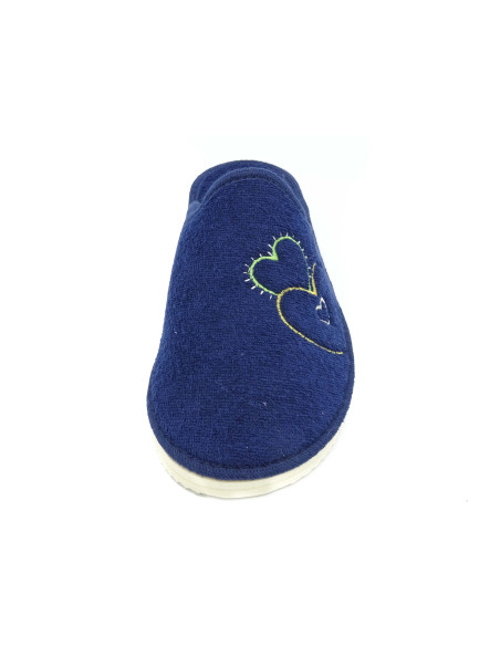 zapatilla casa para senora de toalla con bordado y suela microporosa