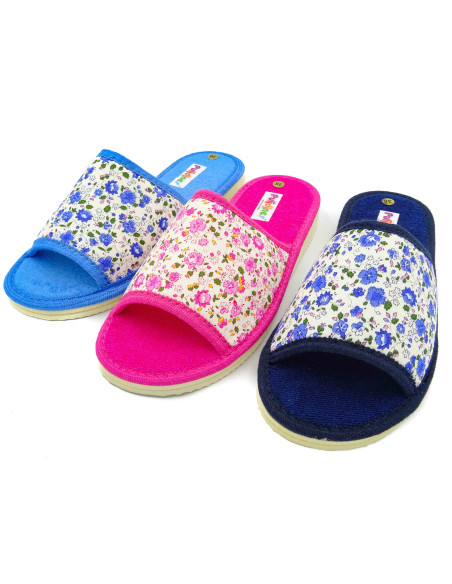zapatilla de casa para senora con estampado de flores