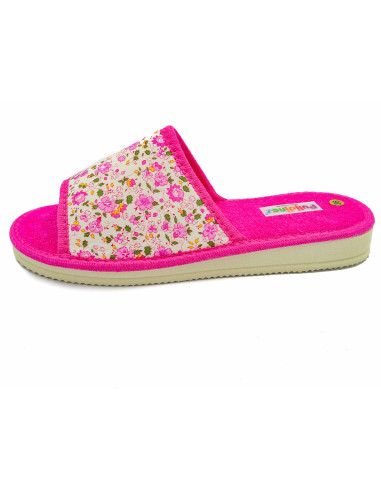 zapatilla de casa para senora con estampado de flores