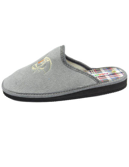 zapatilla de casa de caballero de toalla con un bordado de caballo