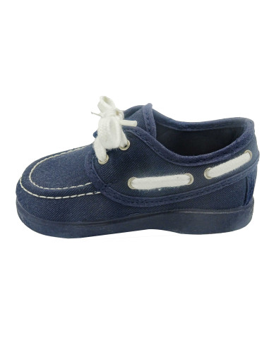 nautico para nino de lona con cordones blancos