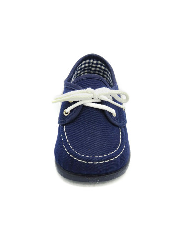 nautico para nino de lona con cordones blancos