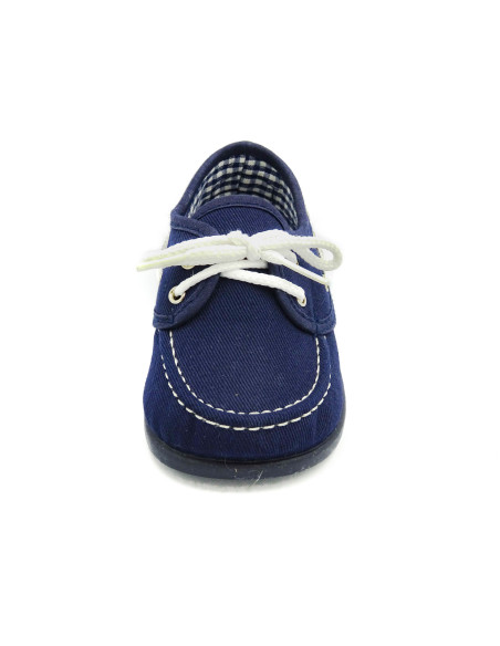 nautico para nino de lona con cordones blancos