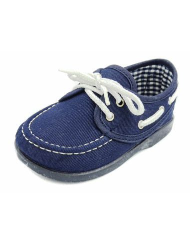 nautico para nino de lona con cordones blancos