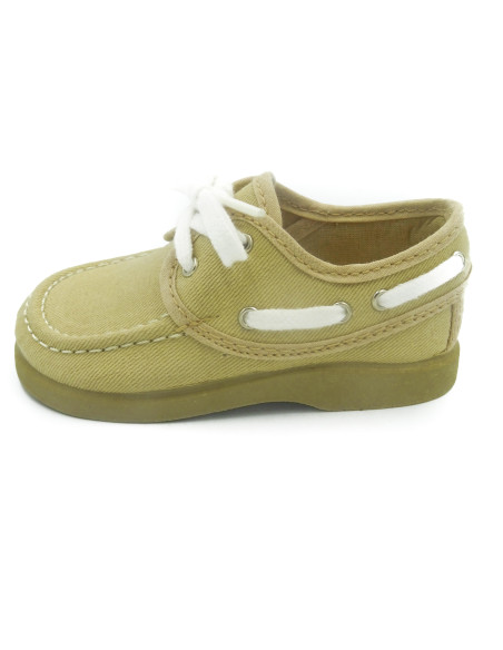 nautico para nino de lona con cordones blancos