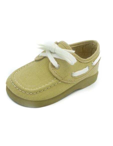 nautico para nino de lona con cordones blancos
