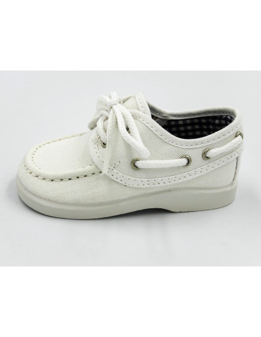 nautico para nino de lona con cordones blancos