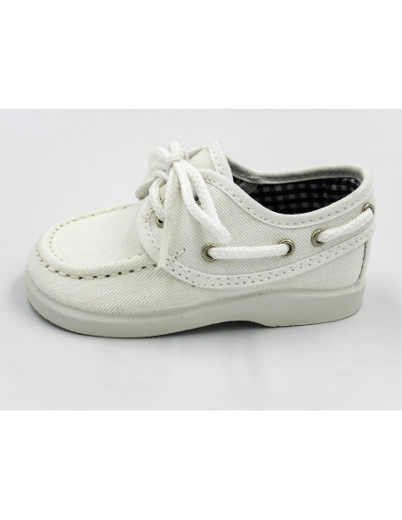nautico para nino de lona con cordones blancos