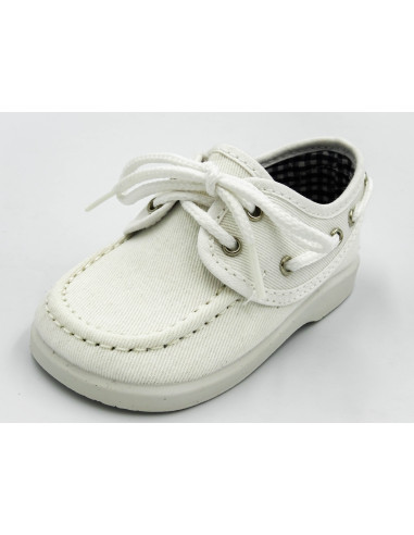 nautico para nino de lona con cordones blancos