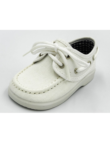 nautico para nino de lona con cordones blancos