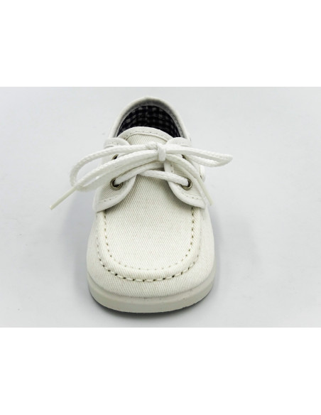 nautico para nino de lona con cordones blancos