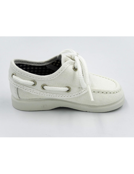 nautico para nino de lona con cordones blancos
