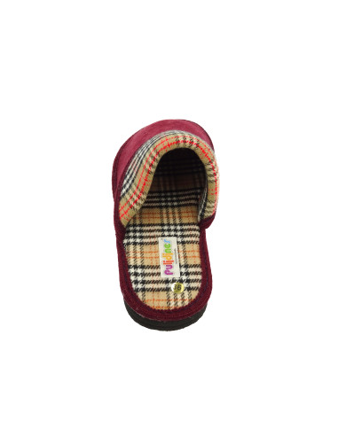 zapatilla de casa para mujer con forro de cuadros y suela de eva