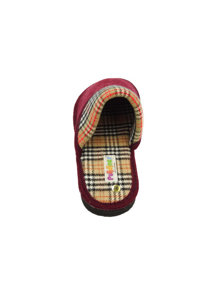 zapatilla de casa para mujer con forro de cuadros y suela de eva