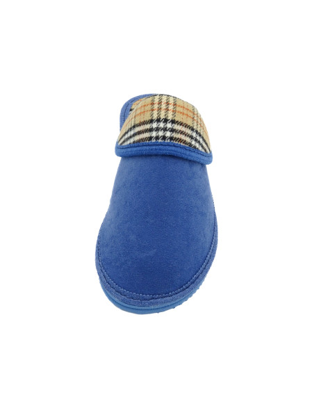 zapatilla de casa para mujer con forro de cuadros y suela de eva