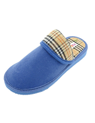 zapatilla de casa para mujer con forro de cuadros y suela de eva