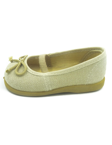 manoletina de nina de lino con goma elastica