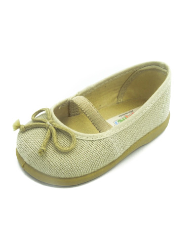 manoletina de nina de lino con goma elastica