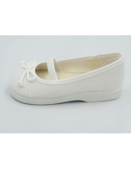 manoletina de nina de lino con goma elastica