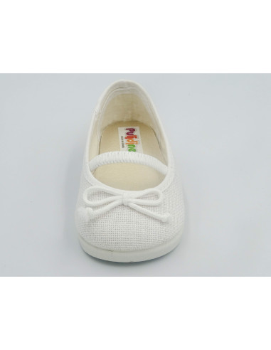 manoletina de nina de lino con goma elastica