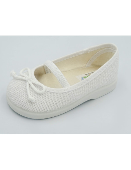 manoletina de nina de lino con goma elastica