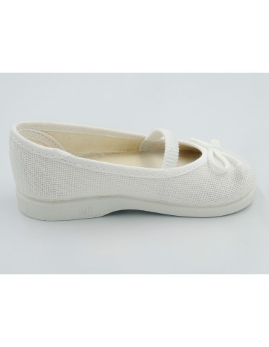 manoletina de nina de lino con goma elastica