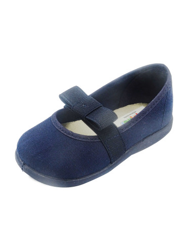 manoletina de nina de tela con lazo elastico