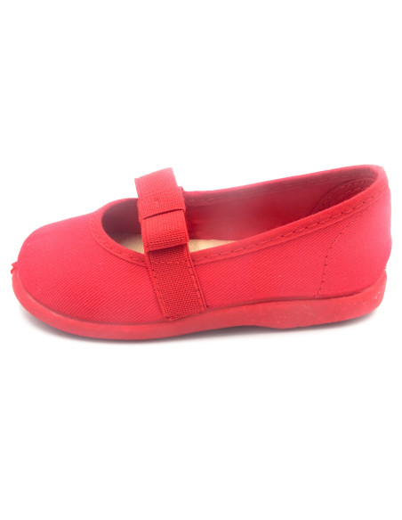 manoletina de nina de tela con lazo elastico