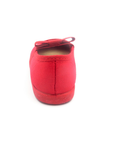 manoletina de nina de tela con lazo elastico