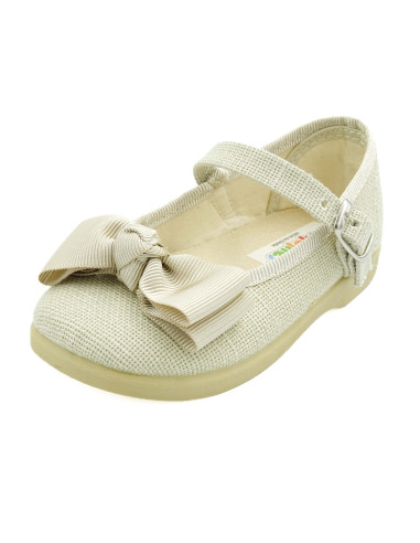 mercedita para nina con lazo y tejido de lino