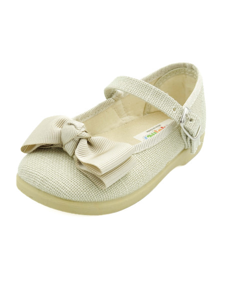 mercedita para nina con lazo y tejido de lino