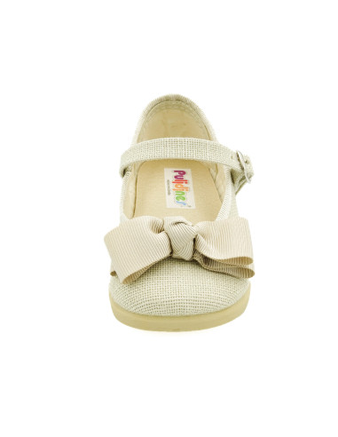 mercedita para nina con lazo y tejido de lino