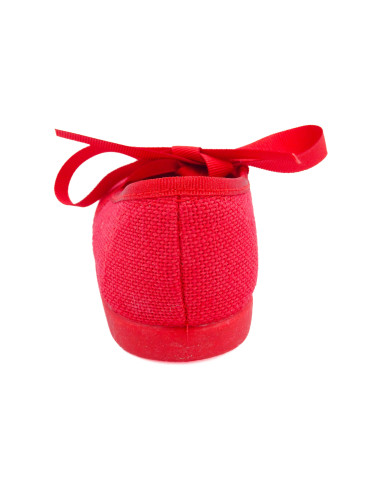 manoletina para nina de lino con cinta de raso