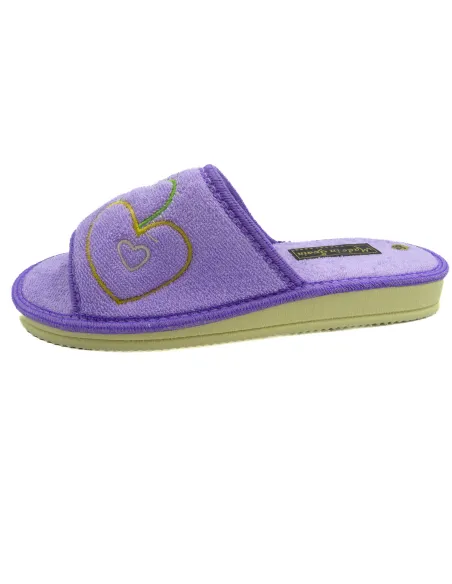 zapatilla de casa de toalla para mujer con suela de piso microporoso