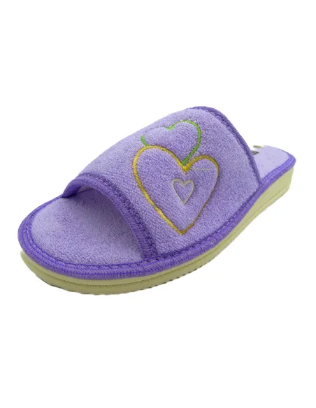 zapatilla de casa de toalla para mujer con suela de piso microporoso