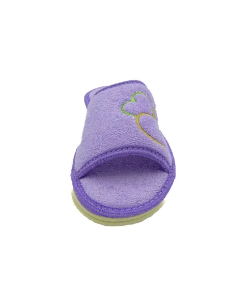 zapatilla de casa de toalla para mujer con suela de piso microporoso