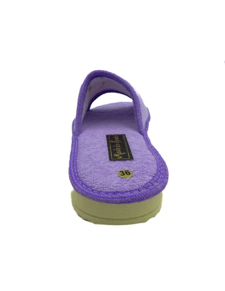 zapatilla de casa de toalla para mujer con suela de piso microporoso