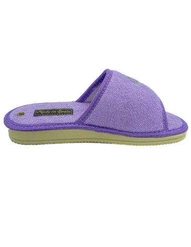 zapatilla de casa de toalla para mujer con suela de piso microporoso